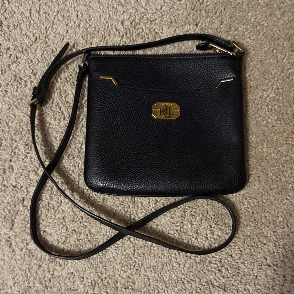 Lauren Ralph Lauren Black Crossbody Bag with Gold Accents